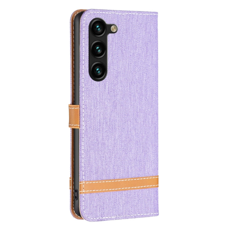 For Samsung Galaxy S23+ 5G Color Block Denim Texture Leather Phone Case