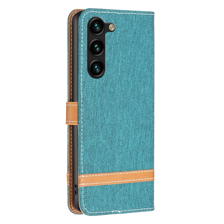 For Samsung Galaxy S23+ 5G Color Block Denim Texture Leather Phone Case