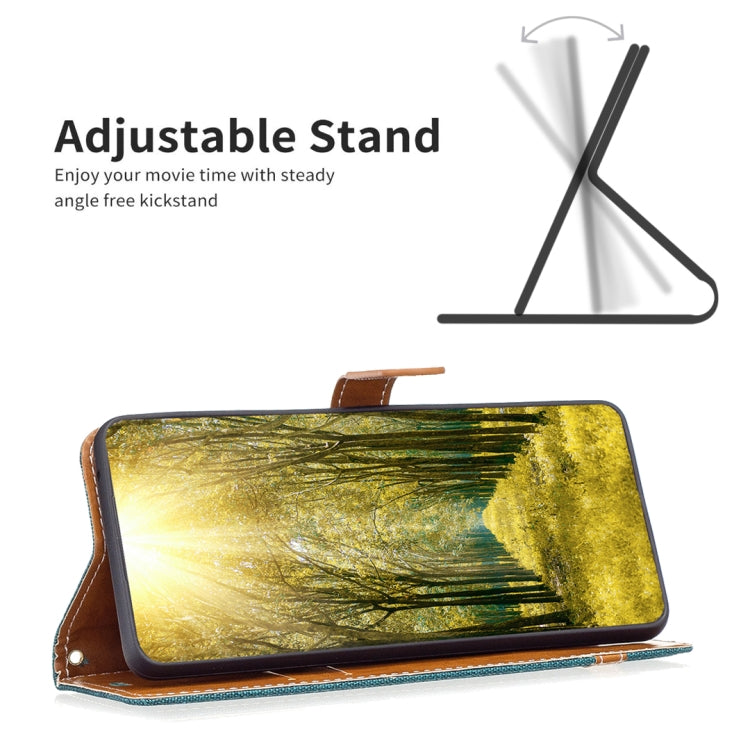 For Samsung Galaxy S23+ 5G Color Block Denim Texture Leather Phone Case