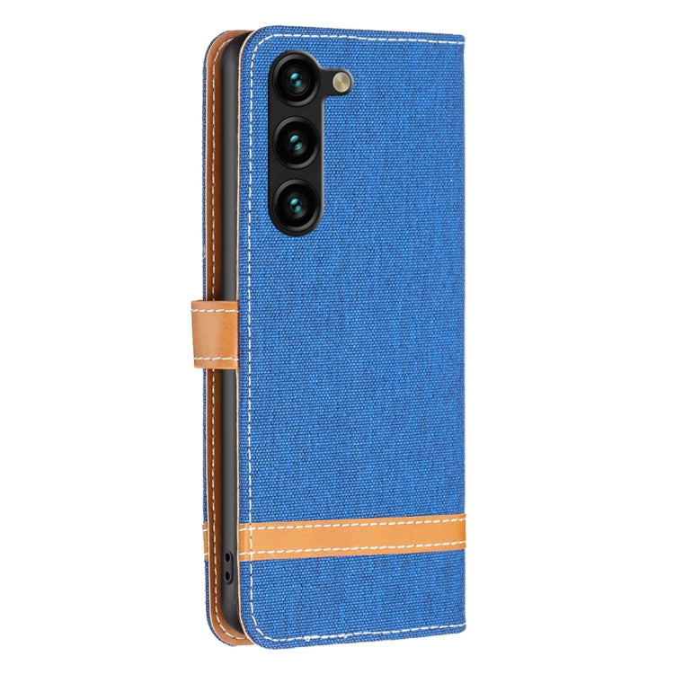 For Samsung Galaxy S23+ 5G Color Block Denim Texture Leather Phone Case