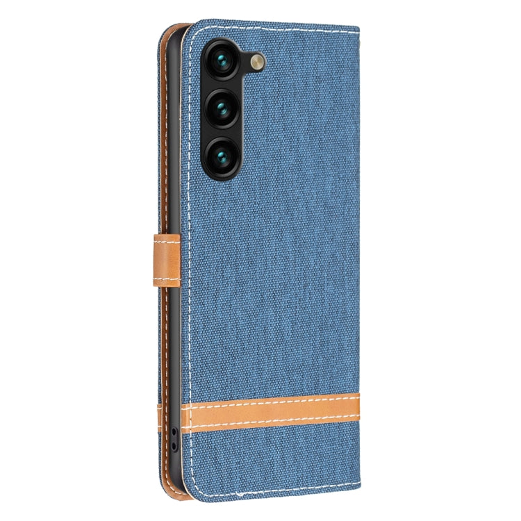 For Samsung Galaxy S23+ 5G Color Block Denim Texture Leather Phone Case