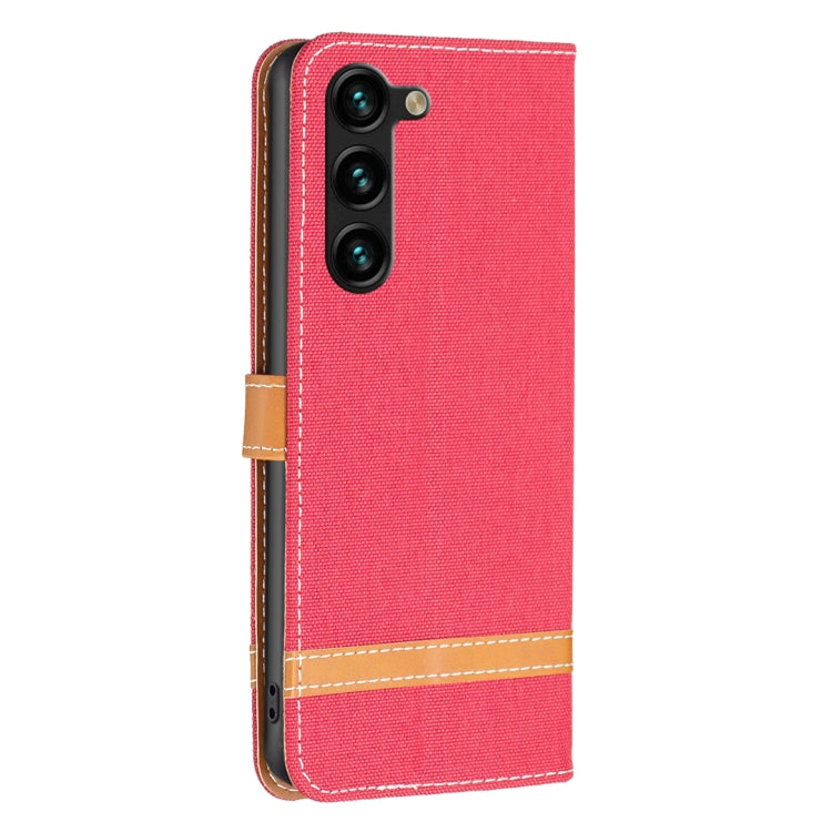 For Samsung Galaxy S23+ 5G Color Block Denim Texture Leather Phone Case