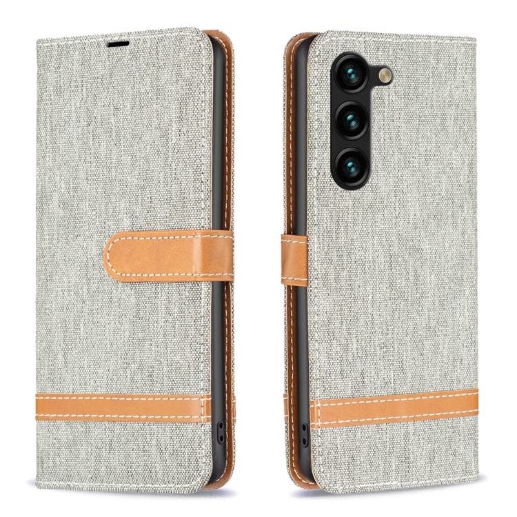 For Samsung Galaxy S23+ 5G Color Block Denim Texture Leather Phone Case