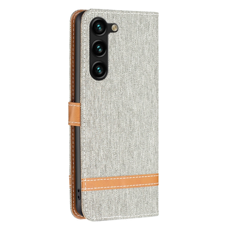 For Samsung Galaxy S23+ 5G Color Block Denim Texture Leather Phone Case