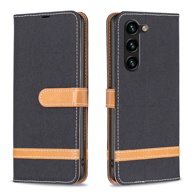 For Samsung Galaxy S23+ 5G Color Block Denim Texture Leather Phone Case