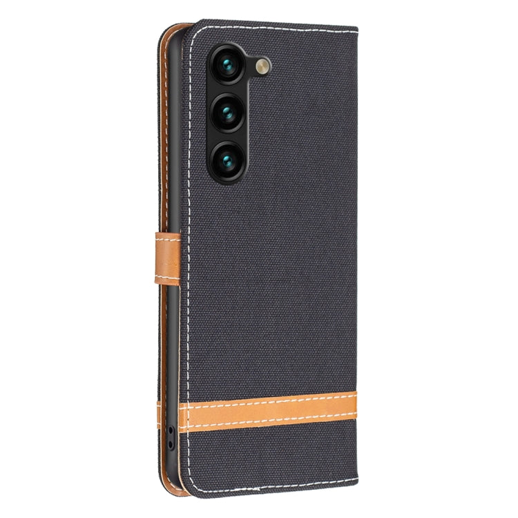 For Samsung Galaxy S23+ 5G Color Block Denim Texture Leather Phone Case