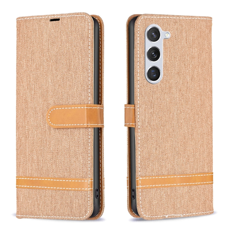 For Samsung Galaxy S23 5G Color Block Denim Texture Leather Phone Case