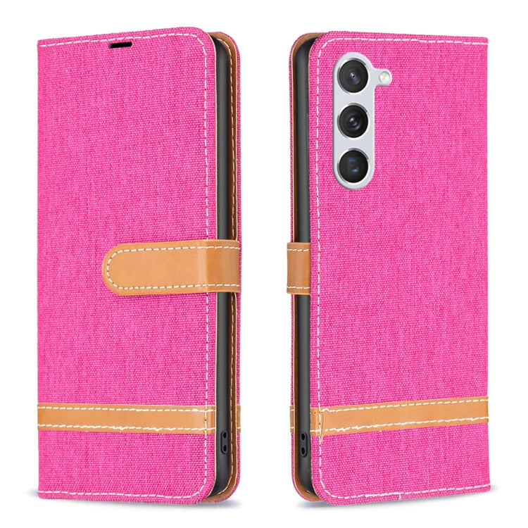 For Samsung Galaxy S23 5G Color Block Denim Texture Leather Phone Case