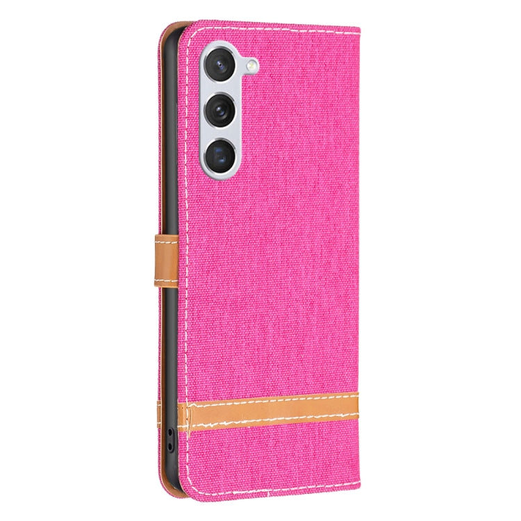 For Samsung Galaxy S23 5G Color Block Denim Texture Leather Phone Case
