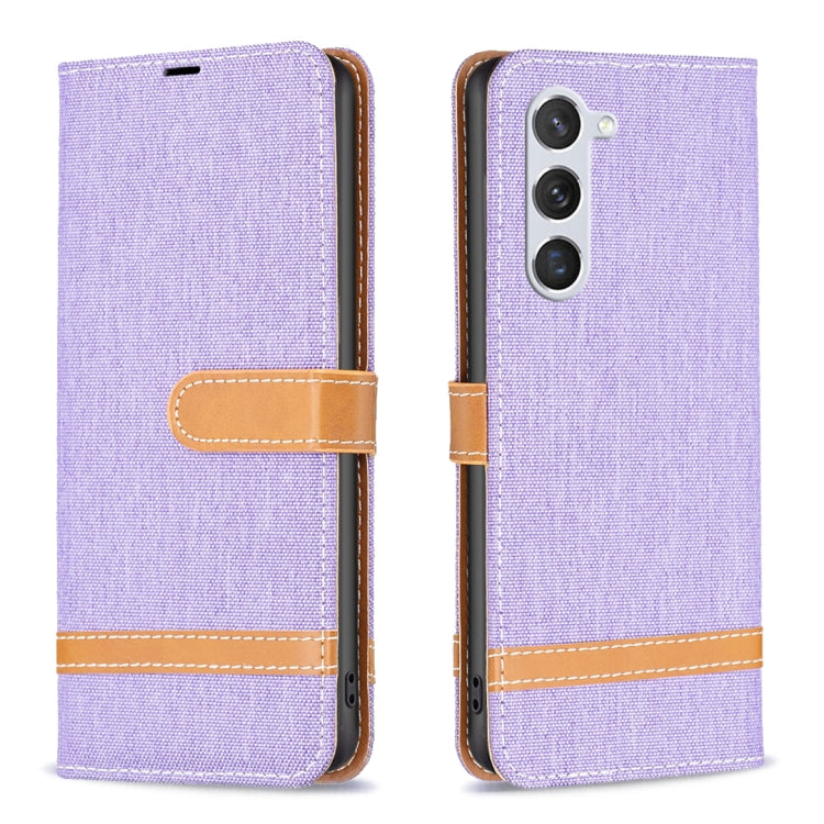 For Samsung Galaxy S23 5G Color Block Denim Texture Leather Phone Case