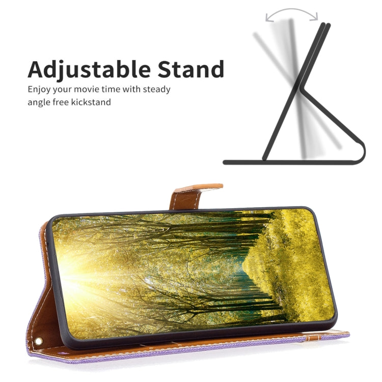 For Samsung Galaxy S23 5G Color Block Denim Texture Leather Phone Case