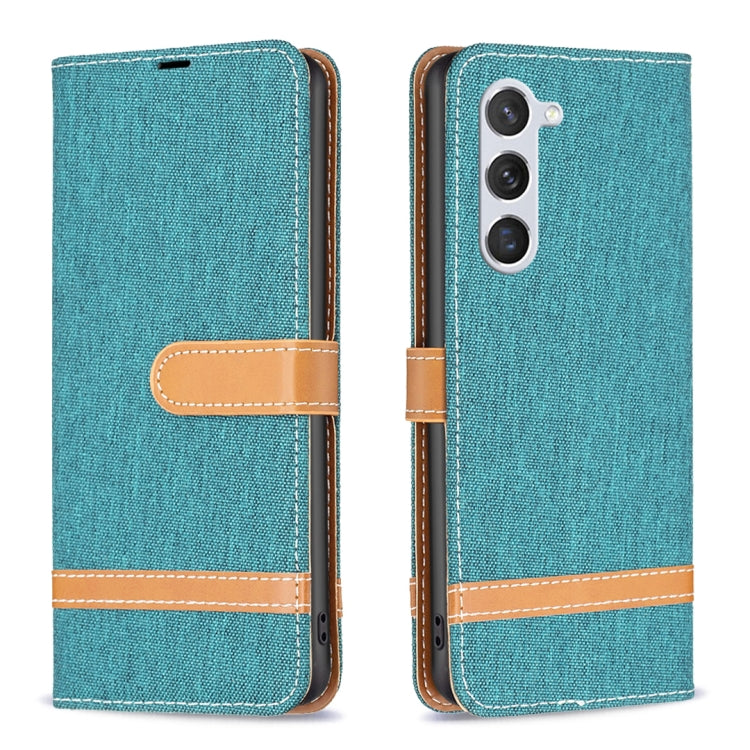 For Samsung Galaxy S23 5G Color Block Denim Texture Leather Phone Case
