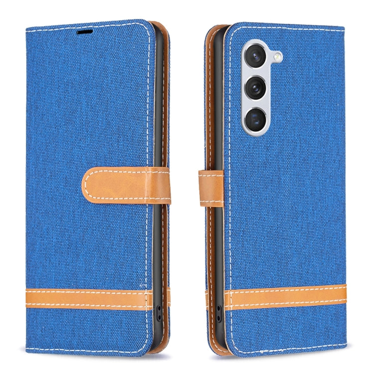 For Samsung Galaxy S23 5G Color Block Denim Texture Leather Phone Case