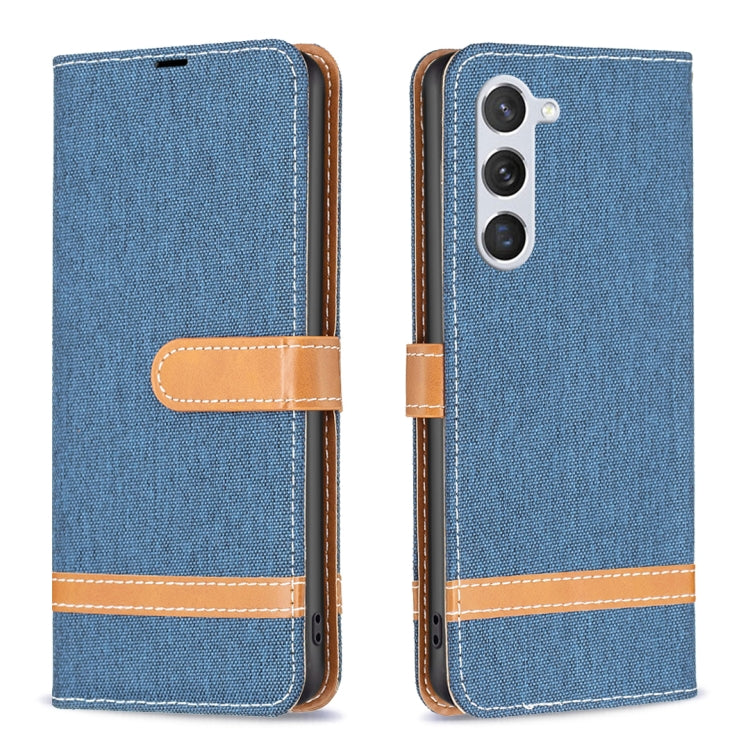 For Samsung Galaxy S23 5G Color Block Denim Texture Leather Phone Case