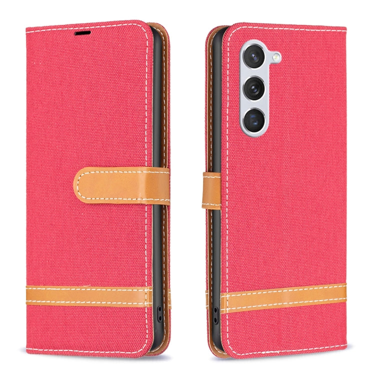 For Samsung Galaxy S23 5G Color Block Denim Texture Leather Phone Case