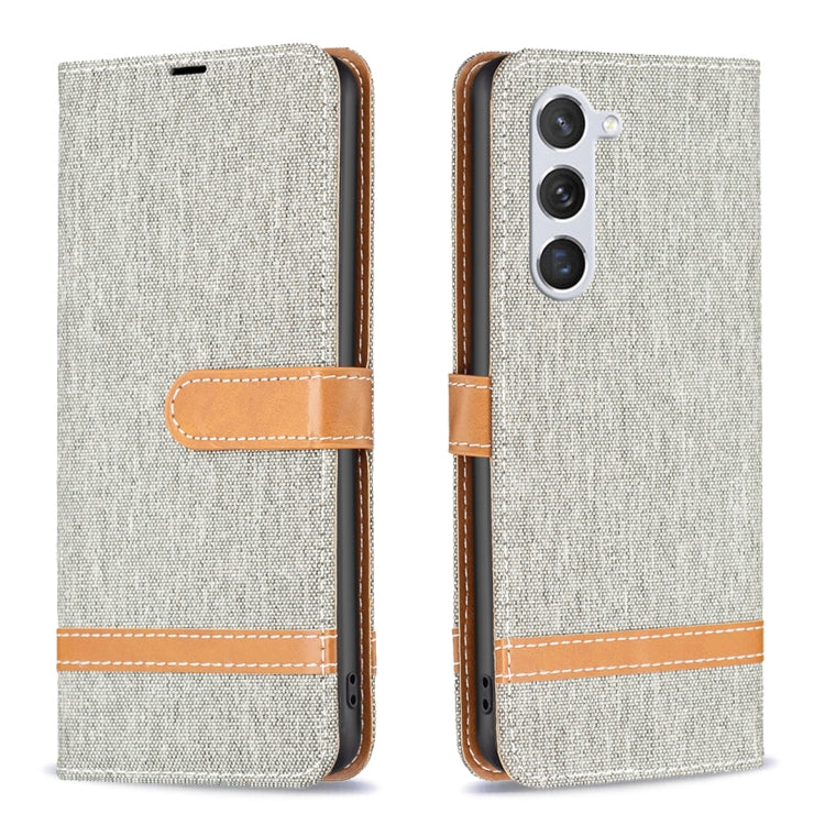For Samsung Galaxy S23 5G Color Block Denim Texture Leather Phone Case