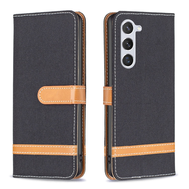 For Samsung Galaxy S23 5G Color Block Denim Texture Leather Phone Case