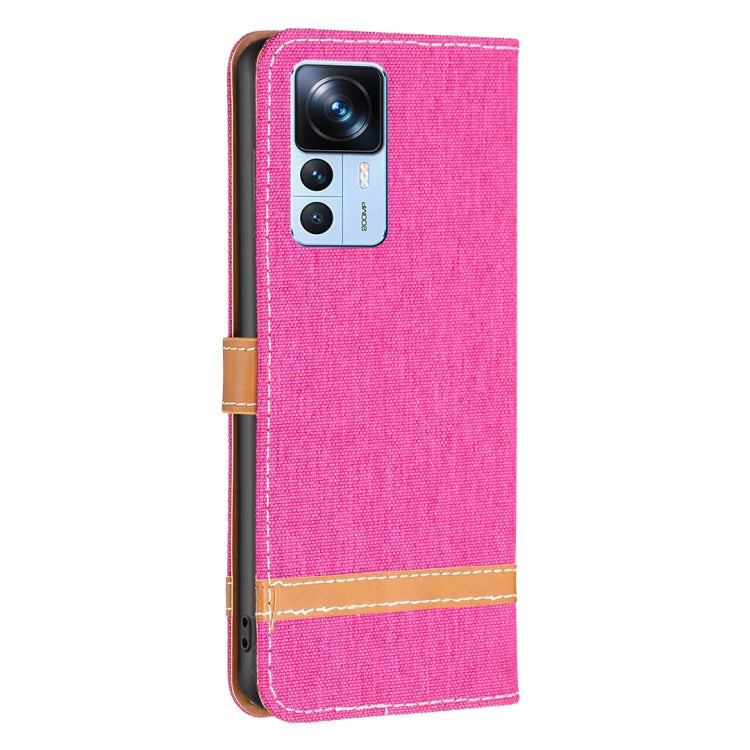 For Xiaomi 12T / 12T Pro / Redmi K50 Ultra Color Block Denim Texture Leather Phone Case