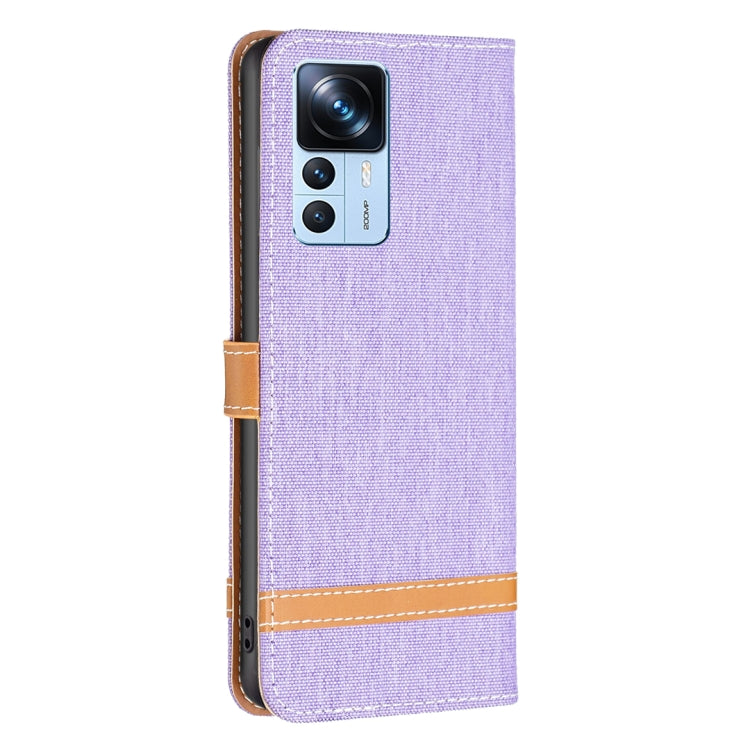 For Xiaomi 12T / 12T Pro / Redmi K50 Ultra Color Block Denim Texture Leather Phone Case