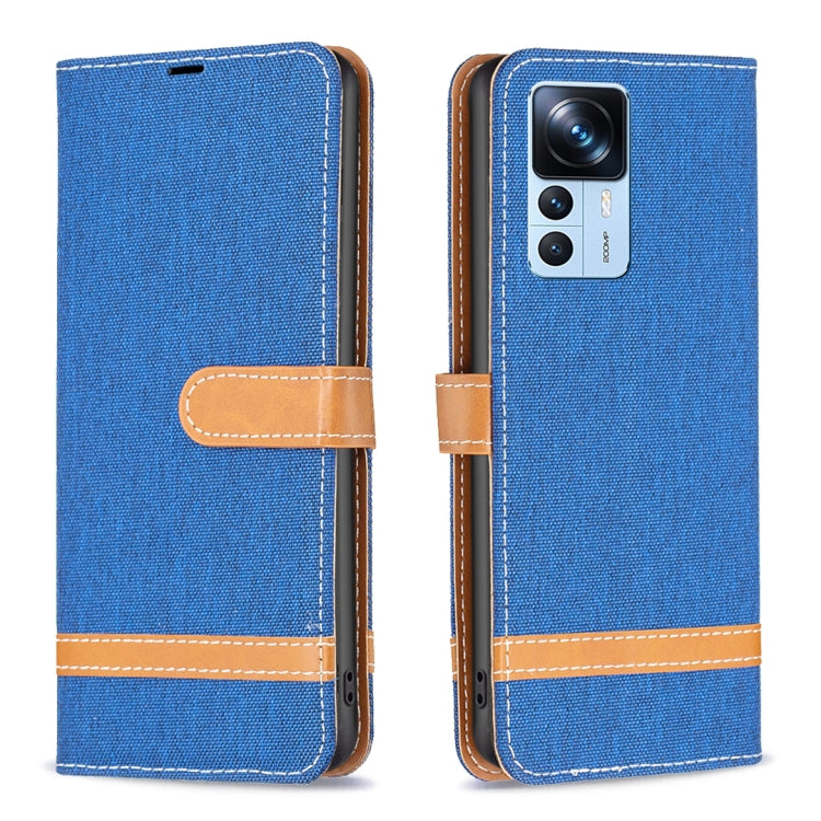 For Xiaomi 12T / 12T Pro / Redmi K50 Ultra Color Block Denim Texture Leather Phone Case