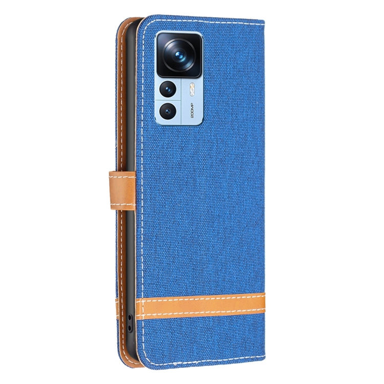 For Xiaomi 12T / 12T Pro / Redmi K50 Ultra Color Block Denim Texture Leather Phone Case