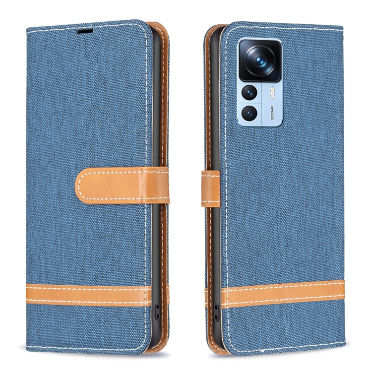 For Xiaomi 12T / 12T Pro / Redmi K50 Ultra Color Block Denim Texture Leather Phone Case