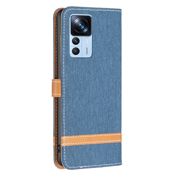 For Xiaomi 12T / 12T Pro / Redmi K50 Ultra Color Block Denim Texture Leather Phone Case