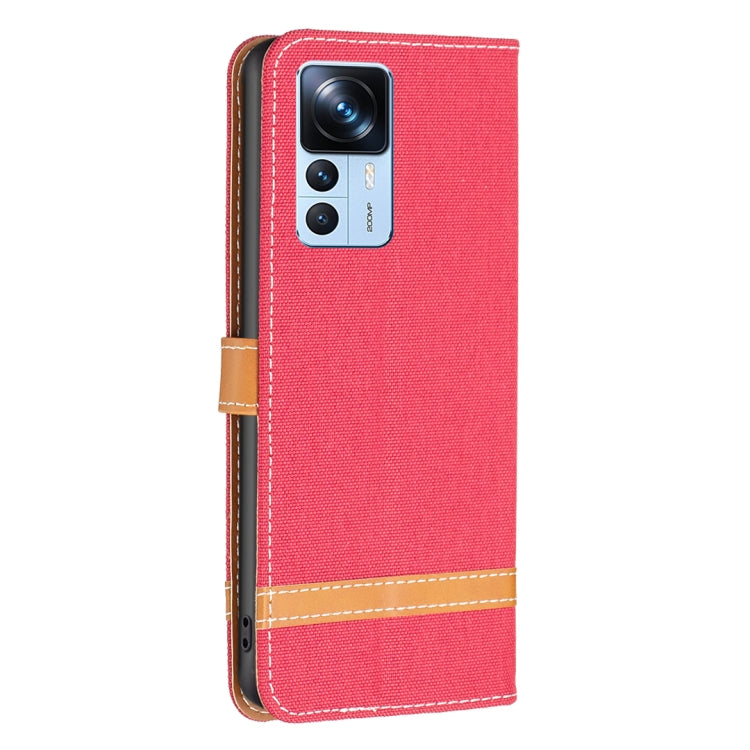 For Xiaomi 12T / 12T Pro / Redmi K50 Ultra Color Block Denim Texture Leather Phone Case