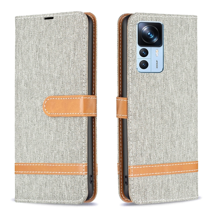 For Xiaomi 12T / 12T Pro / Redmi K50 Ultra Color Block Denim Texture Leather Phone Case