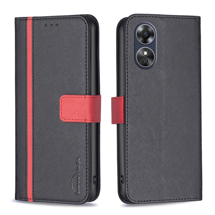 For OPPO A17 BF13 Color Matching Cross Texture Leather Phone Case