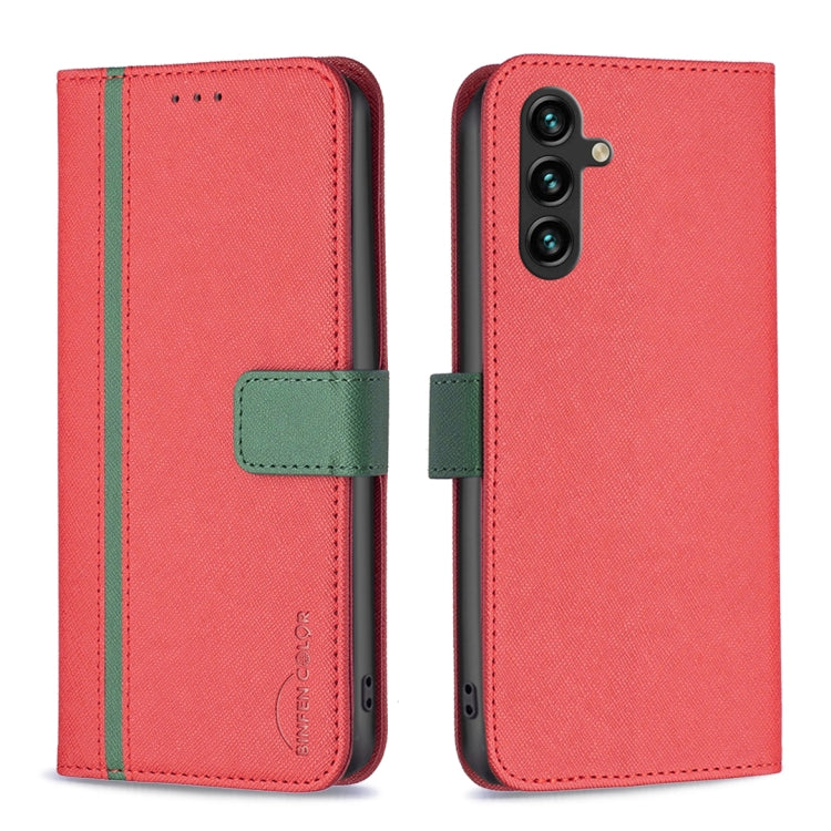 For Samsung Galaxy A14 5G BF13 Color Matching Cross Texture Leather Phone Case