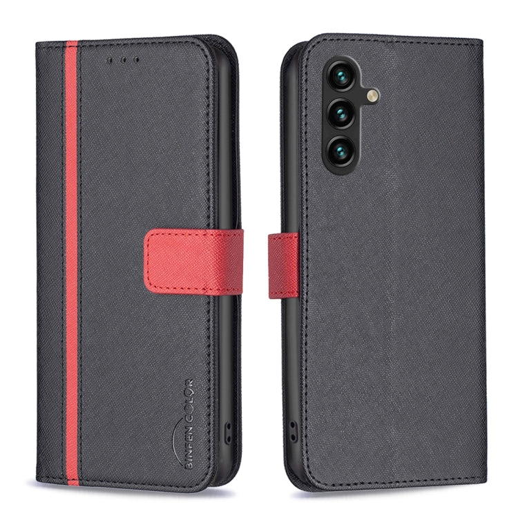 For Samsung Galaxy A14 5G BF13 Color Matching Cross Texture Leather Phone Case