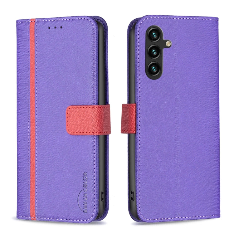 For Samsung Galaxy A14 5G BF13 Color Matching Cross Texture Leather Phone Case