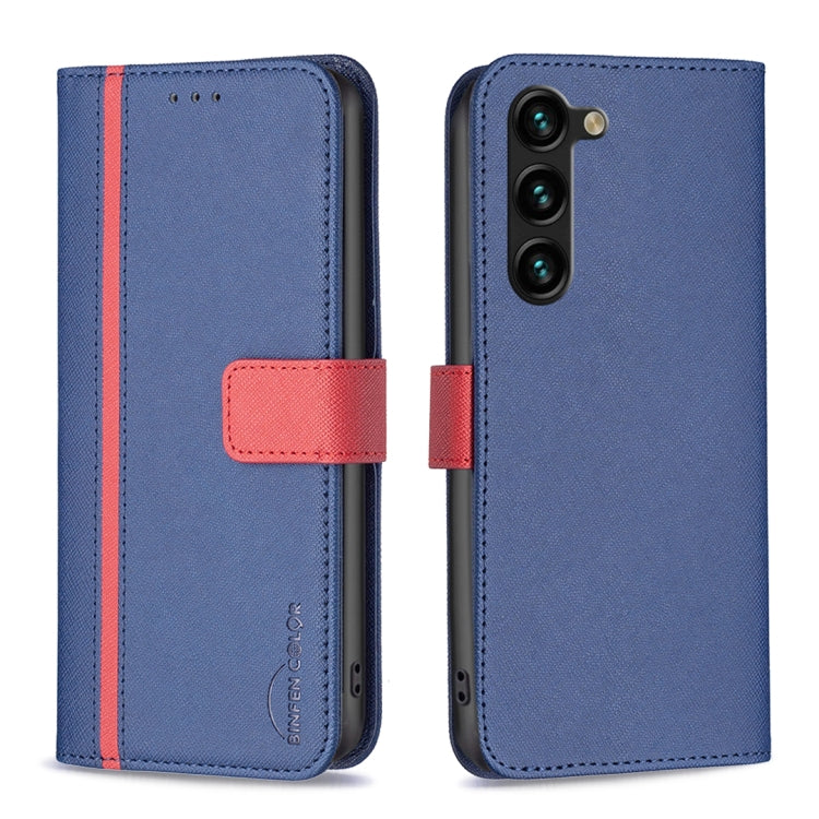 For Samsung Galaxy S23+ 5G BF13 Color Matching Cross Texture Leather Phone Case