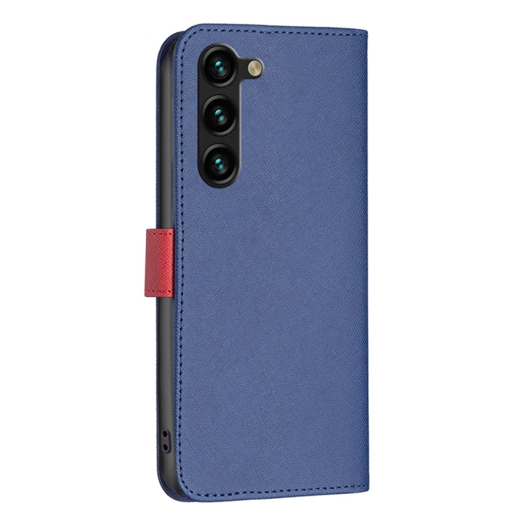 For Samsung Galaxy S23+ 5G BF13 Color Matching Cross Texture Leather Phone Case