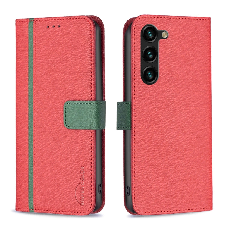 For Samsung Galaxy S23+ 5G BF13 Color Matching Cross Texture Leather Phone Case