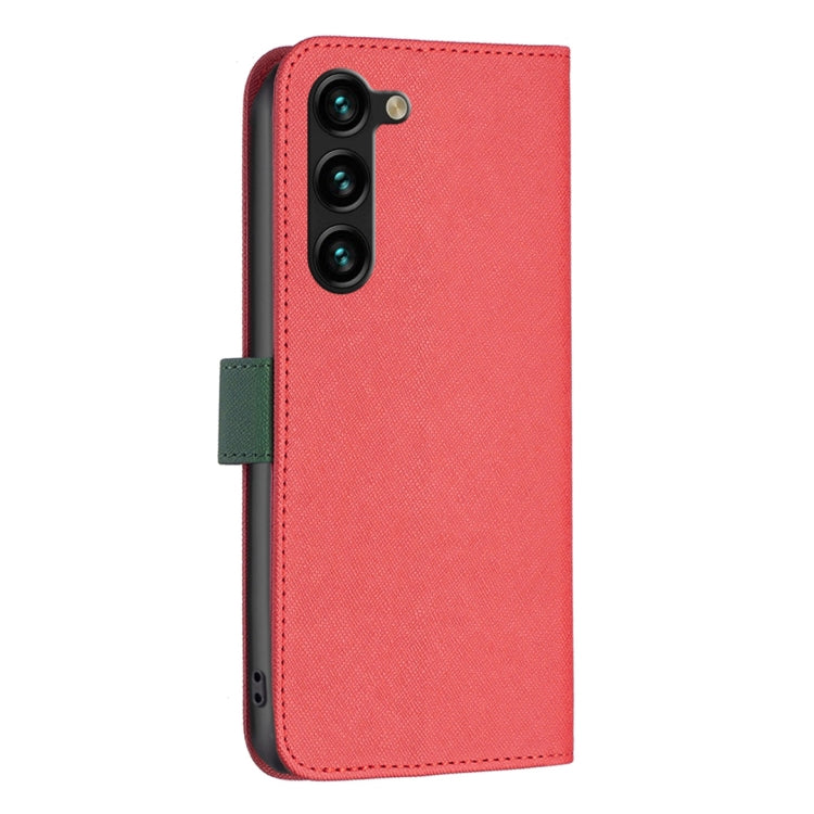 For Samsung Galaxy S23+ 5G BF13 Color Matching Cross Texture Leather Phone Case
