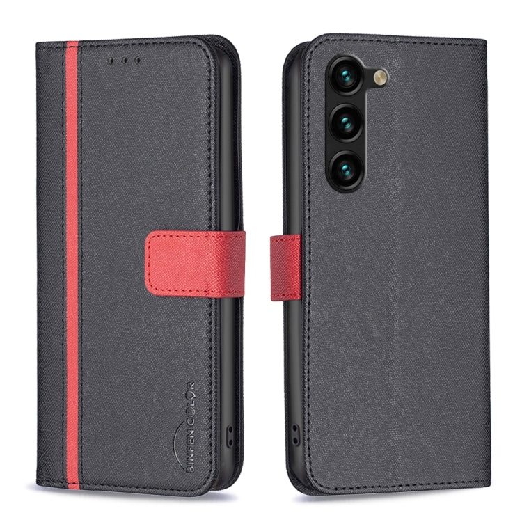 For Samsung Galaxy S23+ 5G BF13 Color Matching Cross Texture Leather Phone Case