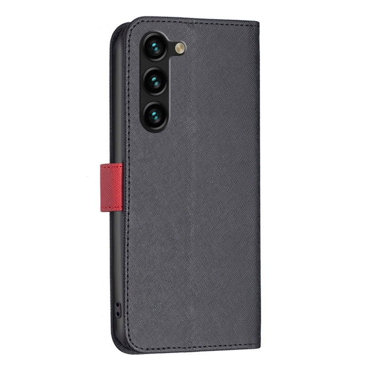 For Samsung Galaxy S23+ 5G BF13 Color Matching Cross Texture Leather Phone Case