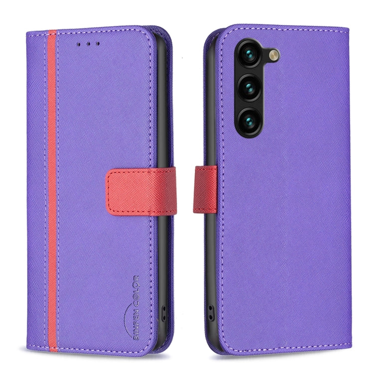 For Samsung Galaxy S23+ 5G BF13 Color Matching Cross Texture Leather Phone Case