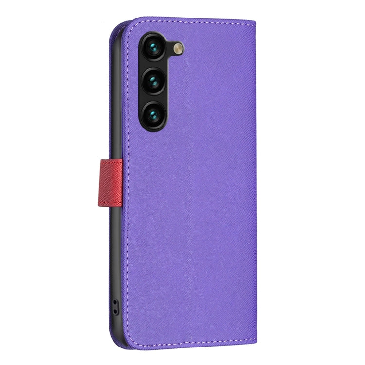 For Samsung Galaxy S23+ 5G BF13 Color Matching Cross Texture Leather Phone Case