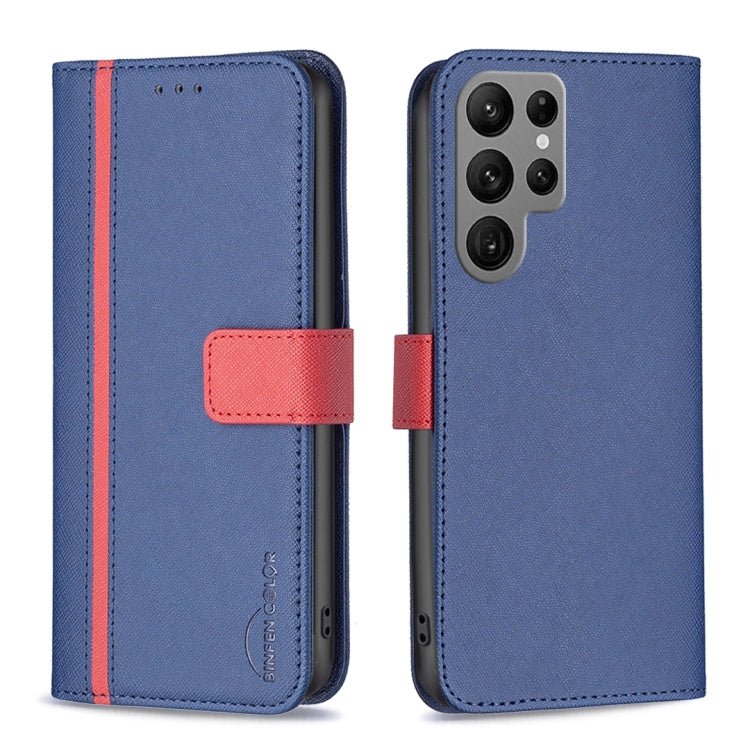 For Samsung Galaxy S23 Ultra 5G BF13 Color Matching Cross Texture Leather Phone Case