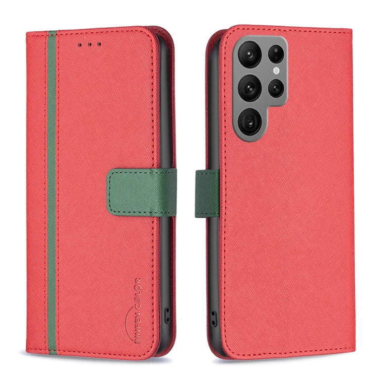 For Samsung Galaxy S23 Ultra 5G BF13 Color Matching Cross Texture Leather Phone Case