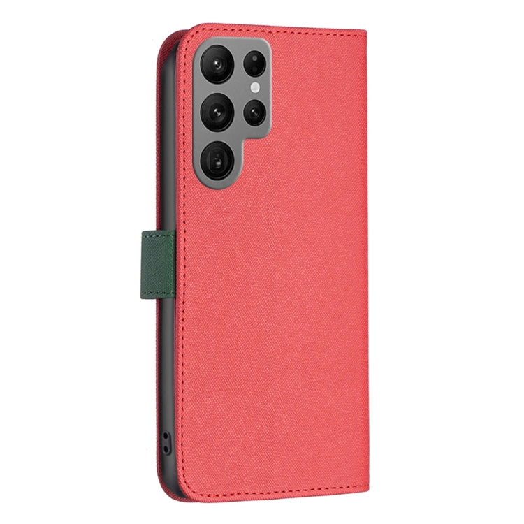 For Samsung Galaxy S23 Ultra 5G BF13 Color Matching Cross Texture Leather Phone Case
