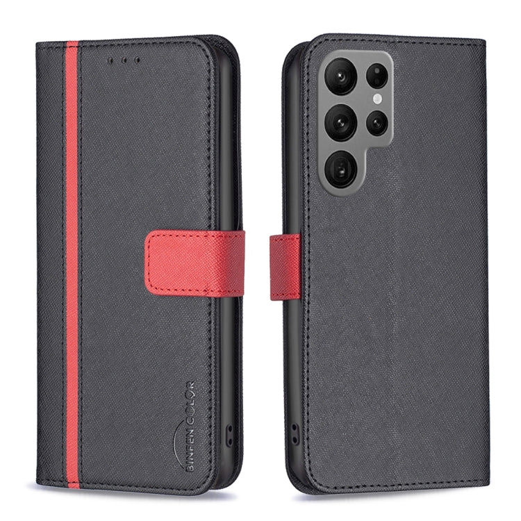 For Samsung Galaxy S23 Ultra 5G BF13 Color Matching Cross Texture Leather Phone Case