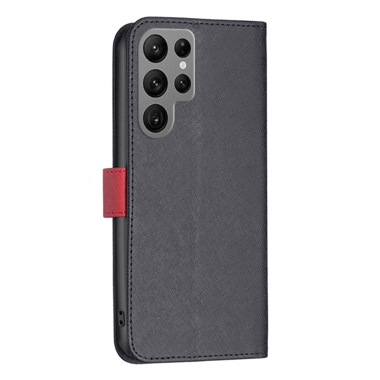 For Samsung Galaxy S23 Ultra 5G BF13 Color Matching Cross Texture Leather Phone Case