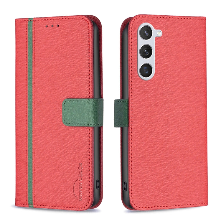 For Samsung Galaxy S23 5G BF13 Color Matching Cross Texture Leather Phone Case