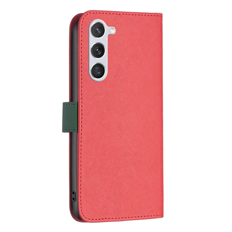 For Samsung Galaxy S23 5G BF13 Color Matching Cross Texture Leather Phone Case