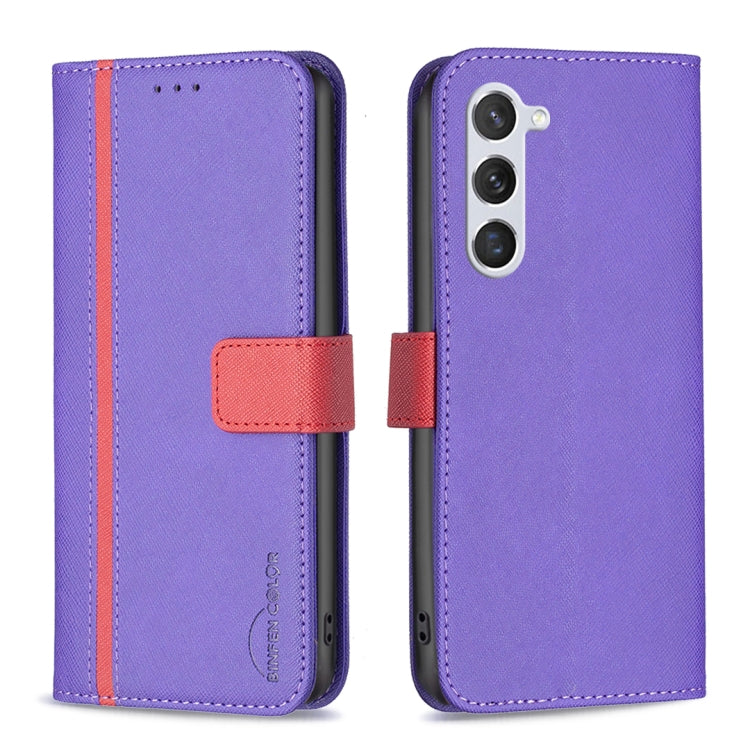 For Samsung Galaxy S23 5G BF13 Color Matching Cross Texture Leather Phone Case