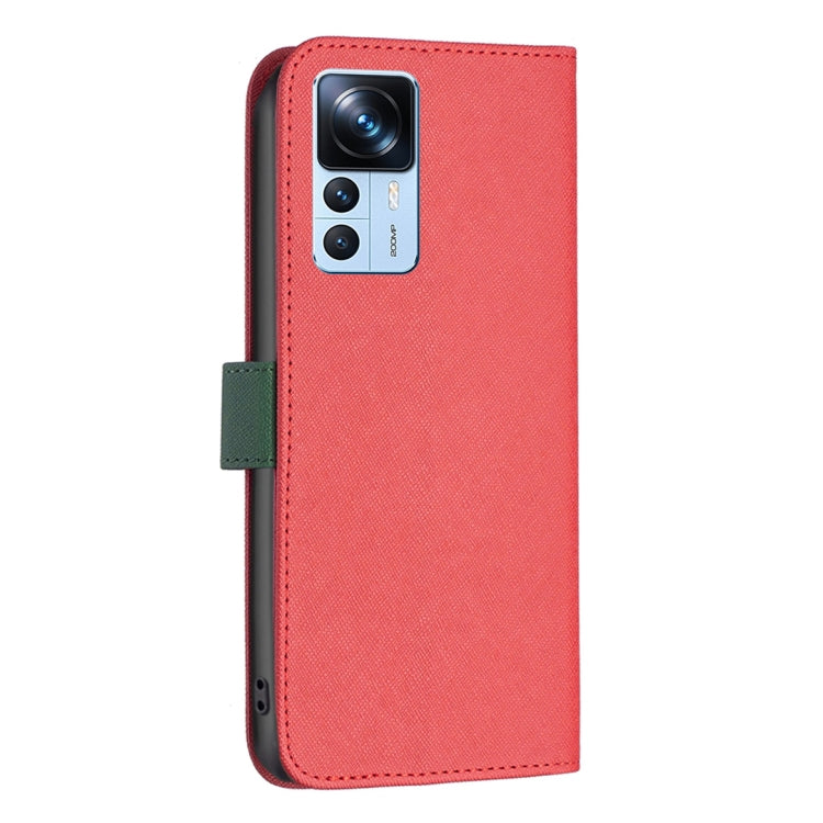 For Xiaomi 12T / 12T Pro / Redmi K50 Ultra BF13 Color Matching Cross Texture Leather Phone Case